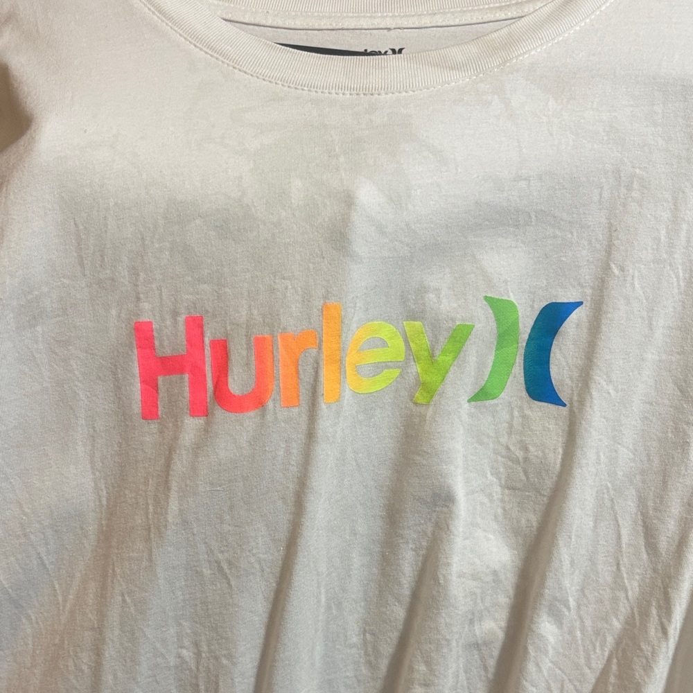 Hurley White Tee with Colorful Logo